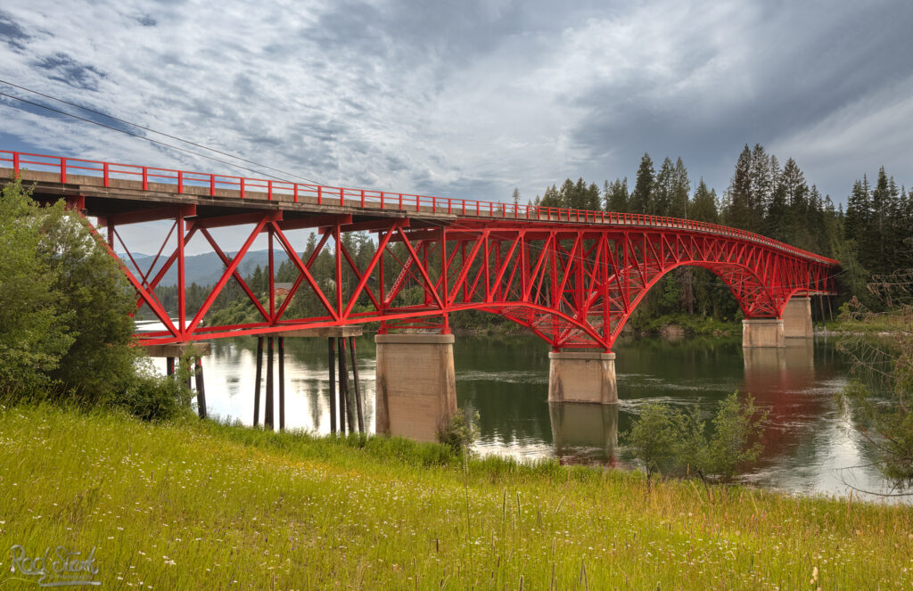 Orange Bridge at Ione Washington over the Pend Orielle River